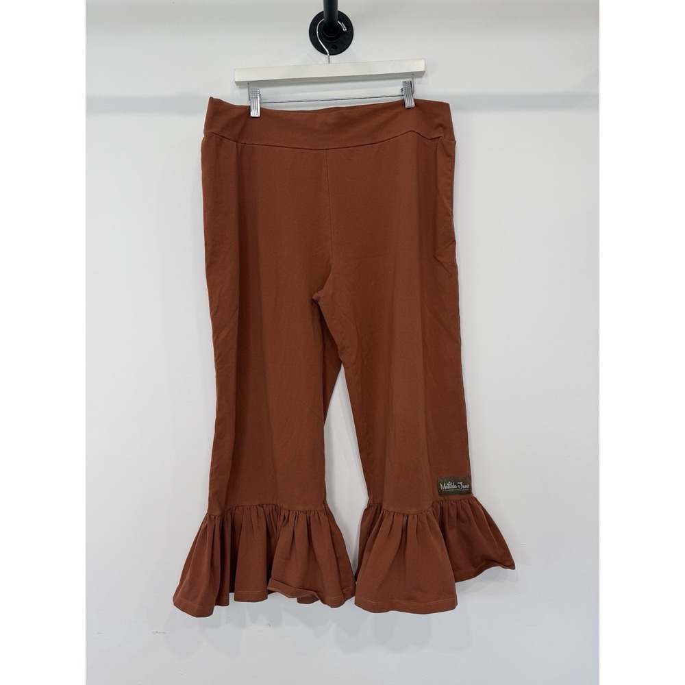 Matilda Jane Rust Brown Orange Staycation Big Ruffles Pants Womens XXL